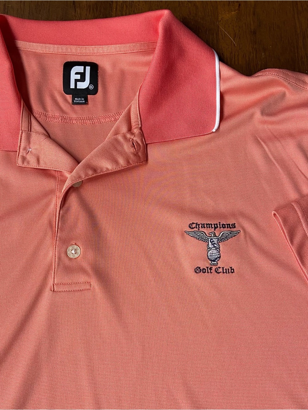 FootJoy ProDry Golf Polo Mens XXL Coral Pink Champions Golf Club Embroidered